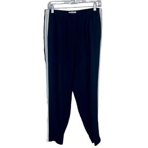 Babaton Aritzia Black Track Trousers Joggers with White Side Stripe Size L